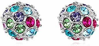 Jewistic Crystal Multicolor Bubbles Rhodium-Plated Stud Pierced Earrings Made with Swarovski Elements Beautiful Fashion Accessories for Women 7E70157