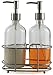Circleware Vintage Soap Dispenser Bottle Pumps in Metal Caddy 3-Piece Set of Home Bathroom Accessories, Farmhouse Decor for Essential Oils, Lotions and Liquids, 16 oz, Nickel Smooth