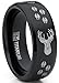 8MM Black High Polish Deer Head Track Titanium Ring Wedding Band, Men's Hunting Ring, Outdoor Jewelry