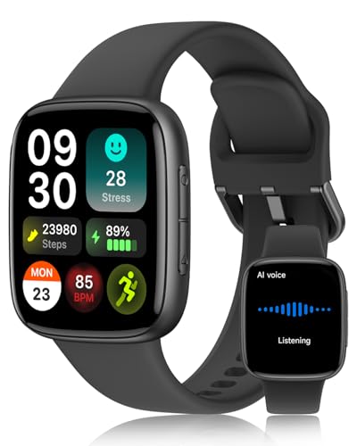 E T EASYTAO Smartwatch, Pantalla AMOLED de 1.85", Resistencia al Agua 3 ATM, Llamadas Bluetooth, Reloj Inteligente Hombre, 100+ Modos de Entrenamiento, Control por Voz, Negra