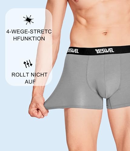 YESWEL Men's Boxers 6 Pack Super Soft Bamboo Underpants Elastic Waist Underwear (M-3XL)
