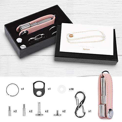 Bosiwee Smart Key Organizer, Compact Key Holder Leather Keychain, Folding Pocket Key Holder Chain (up to 16 Keys) - Thumbnail 5