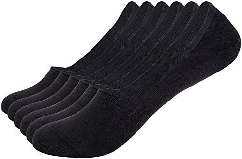 Colrovie Men's Casual Hidden No Show Socks Loafers Non Slip Boat Liners Pack of 6 Color Black Size M