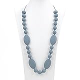 Consider It Maid Silicone Teething Necklace for Mom to Wear - FREE E-BOOK - BPA FREE and FDA Approved - Utopia (Grey)