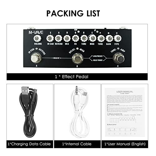 M-VAVE CUBE BABY Guitarra Elétrica Multifuncional Portátil Pedal de Efeito Combinado com Reprodução de Música Sem Fio Gravação de Telefone Função de Interface de Áudio