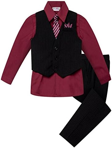 black dress pants black shirt red tie Men's Black Suit Red Shirt Black Tie Package Combo ~ Combination Deal