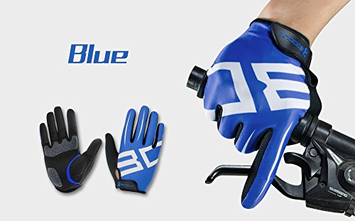 Anser 2240033 Outdoor Cycling Full Finger Gloves Bike Bicycle Gloves Breathable Anti-slip Reflective for Autumn Winter (Blue White, L)