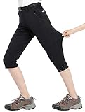 MIER Women's Quick Dry Outdoor Capri Pants Stretch Hiking Cargo Pants with 4 Pockets, Water Resistant and Lightweight