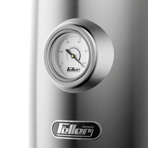 Feller Germany, Retro Style 1.7L Kettle with Thermometer, 2200 W, Stainless Steel Body, STRIX Controller, Dry Boil & Automatic Switch-Off, Ek200, 2Y Guarantee-UAE Version (Stainless Steel)