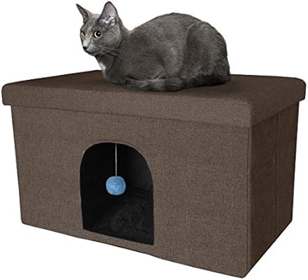 Amazon Com Furhaven Pet Dog And Cat House Ottoman Footstool Collapsible Living Room Pet House Condo For Cats And Small Dogs Coconut Brown Large Pet Supplies