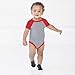 RABBIT SKINS, Baby Short Sleeve Raglan Baseball Bodysuit, Vintage Heather/Vintage Royal, 6 Months