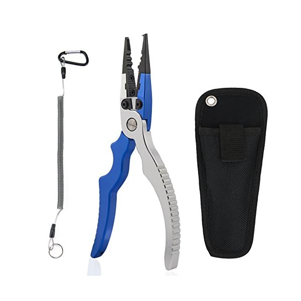Booms-Fishing-X6-Aluminum-Fishing-Pliers-Resistant-Saltwater-for-Cutting-Braid-Line-and-Remove-Hooks-with-Coiled-Lanyard-and-Belt-Holder-Sheath