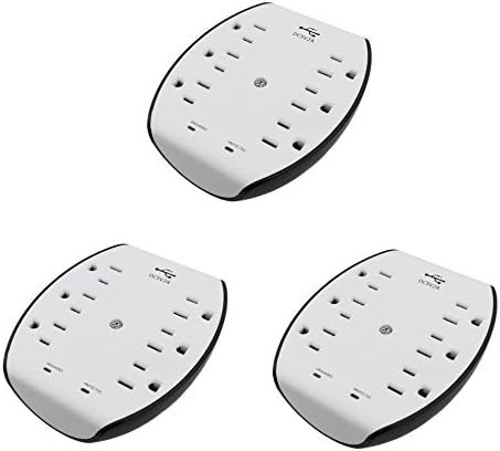 YOPI 3PK 6 Outlets Wall Mount Surge Protector with 2.1A High Speed Dual USB Ports for Charging Iphone Samsung Ipad tabletPC