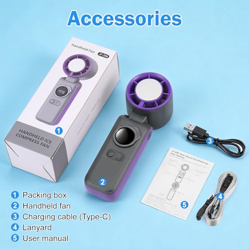 Starvortex Portable Handheld Turbo Fan with Cooling, USB Rechargeable Mini Fan 1-199 Continuous Speed, Handheld Fan 6000mAh, Personal Fan for Travel/Home/Office