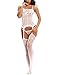 Vextronic Women One Piece Sexy Lingerie Crotchless Body Stocking Fishnet Bodysuit White