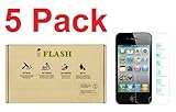 [5 Pack Promotion] iFlash Tempered Glass Screen Protector For Apple iPod Touch 4th Generation - Transparent Crystal Clear/2.5D Rounded Edges/9H Hardness/Scratch Proof/Bubble Free/Oleophobic