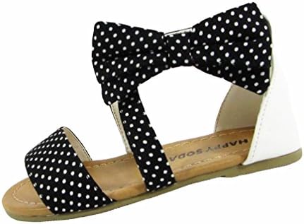 Happy Soda Casual Ankle Girls Sandals Whith Beatifull Strap Cloth Bow Shoes MVE Shoes, mve shoes name II-S black size 8