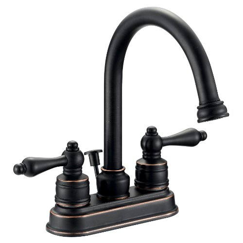 Designers Impressions 653387 Oil Rubbed Bronze Two Handle Lavatory Bathroom Vanity Faucet - Bathroom Sink Faucet with Matching Pop-Up Drain Trim Assembly