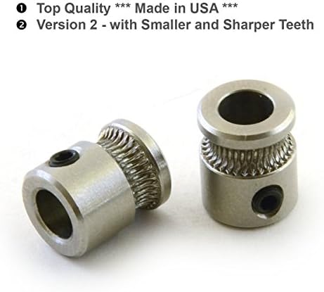 RepRap Champion 2 PCS x MK8 V2 Filament Drive Gear for RepRap 3D Printer Extruder US MADE