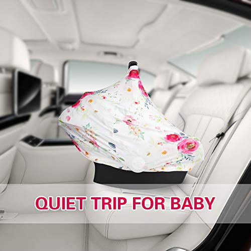 Nursing Cover Breastfeeding Scarf, Car Seat Covers for Babies Infant Carseat Canopy, Stretchy Soft Breathable Multi-Use Cover Ups for Stroller High Chair Shopping Cart, Baby Shower Gift for Boys Girls