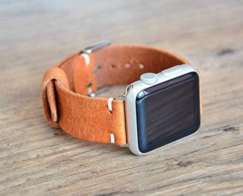 Amazon.com: Leather Apple Watch Band 40mm English Tan Brown Retro iWatch Strap 38mm 42mm 44mm 