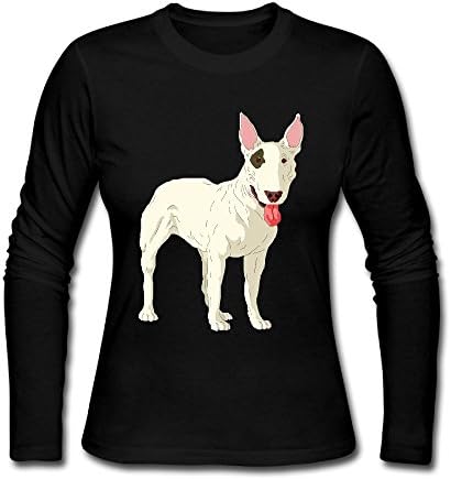 Bull Terrier Cartoon Women Round Neck T-shirts High Wicking Cotton Long Sleeve Shirts