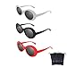 SOXICK Clout Goggles Set with Soft Cases- Kurt Cobain Oval Sunglasses White, Black, Red