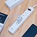 KMC 6-Outlet Surge Protector Power Strip, 2-Pack, 1200 Joules, 6ft Cord, Adapter Spaced Outlet, Overload Protection, White