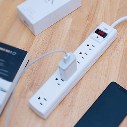 image for KMC 6-Outlet Surge Protector Power Strip with 6 Feet Cord, 1200 Joule 