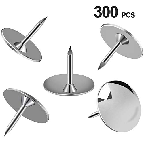 MROCO Push Pins Thumb Tacks, Steel Thumbtacks Sliver Thumb Tack flat Head Push Pin, Office Thumbtack Clear Push Pins for Cork Board for Home, School, Sharp Steel Points 3/8 Inch Head, Box of 300