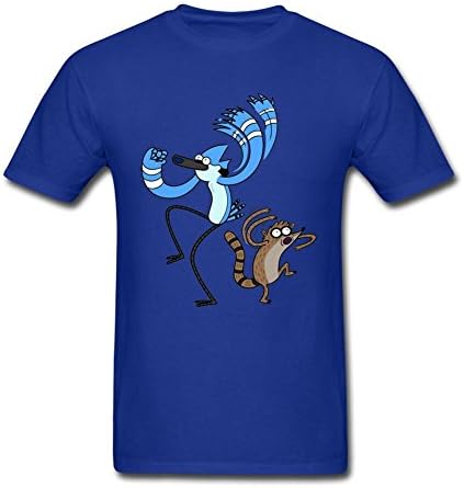 TILLASUN Men's Regular Show Mordecai Rigby T-shirt Size L Royal Blue