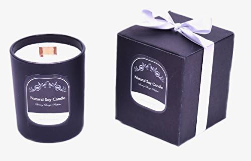 Hoho com Black glass Cherry wood wick soy candle Blackberry &amp; Bay 7oz (Blackberry &amp; Bay 7oz)