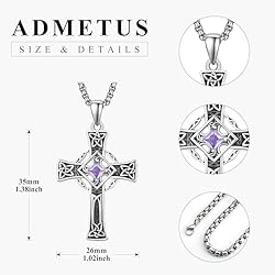 ADMETUS June Birthstone Cross Necklace Sterling