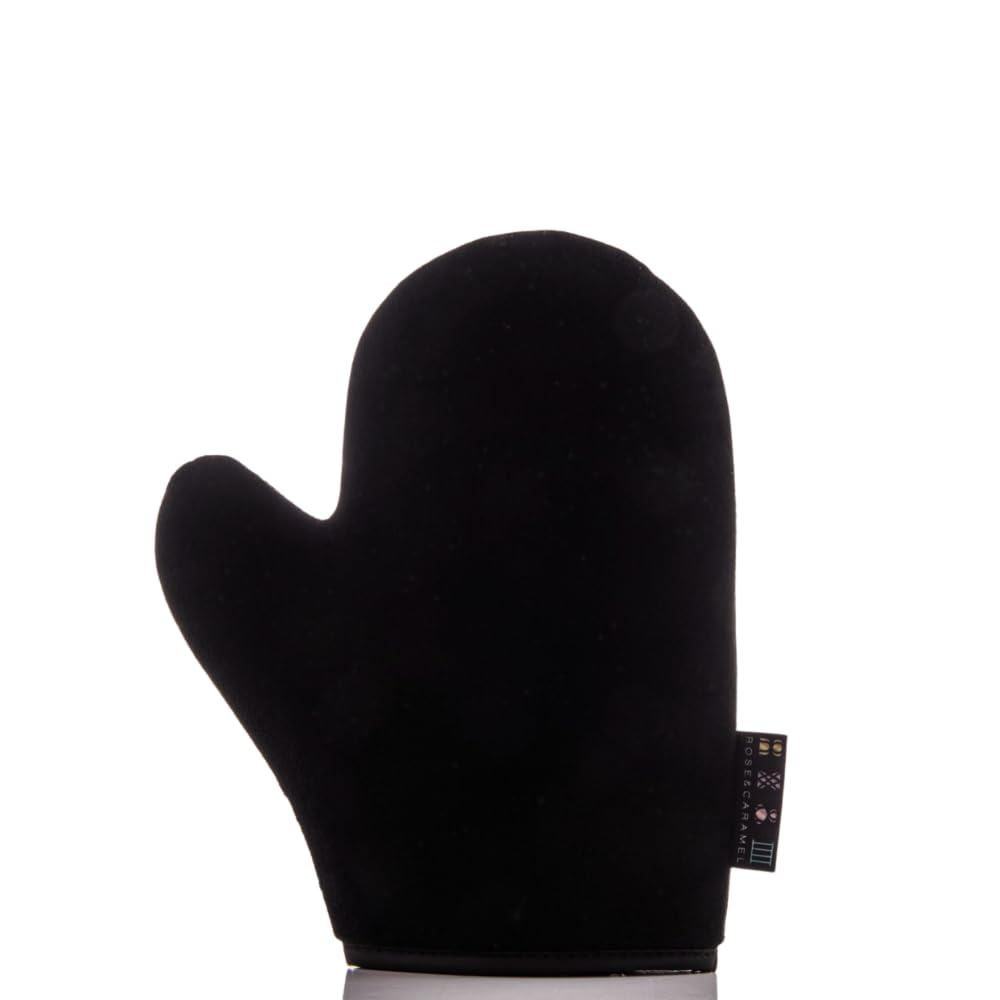 Rose & Caramel Deluxe Tanning Mitt Double Layered Thick Self Tan Mitt, Washable, Reusable, streak free look, perfect hand and feet application