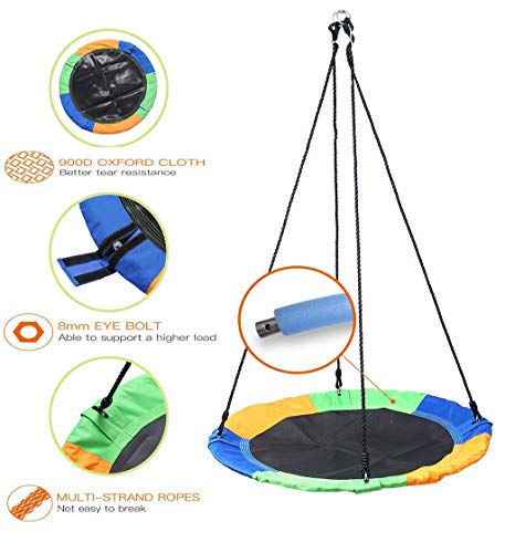 image for Toonshare 40 Inch Flying Tree Swing for Kids - Round Indoor Outdoor Gi