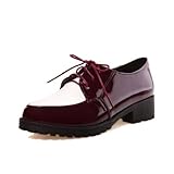Charm Foot Fashion Womens Low Heel Lace up Casual Oxfords Shoes