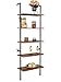 IRONCK Industrial Bookcase 5 Tier Ladder Shelf, Display Storage Wood Shelves Wall Mounted, Plant Flower Stand Organizer Bookshelf, Rustic Wall Decor, for Living Room, Kitchen, Bar Storage