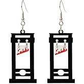 Handmade Guillotine Knife Dangle Earrings for Women Girls Punk Knife Horror Halloween Earrings Acrylic Unique Guillotine Earrings Halloween Party Jewelry