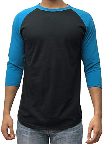 KANGORA Men’s Plain Raglan Baseball Tee T-Shirt Unisex 3/4 Sleeve Casual Athletic Performance Jersey Shirt (24+ Colors)