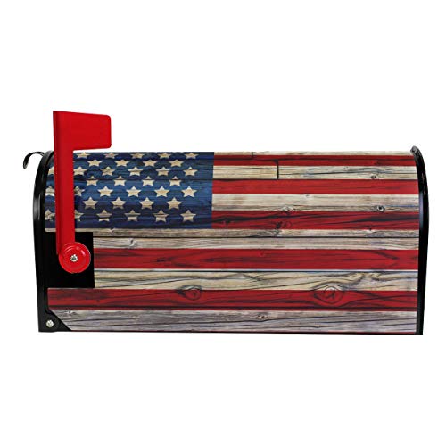 Naanle Patriotic American Flag Magnetic Mailbox Cover, 4th of July Star and Stripe Mailbox Wrap Home Decorative for Standard Size 20.8"(L) x 18"(W)