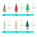 18pcs Multicolor Mini Pine Trees Frosted Sisal Trees with Wood Base Bottle Brush Trees Plastic Winter Snow Ornaments Tabletop Trees for Crafting, Displaying and Decoration