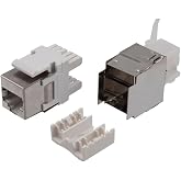 NavePoint 180 Degree CAT6 Keystone Jack, RJ45 Female, 25 Pack, FTP Shielded