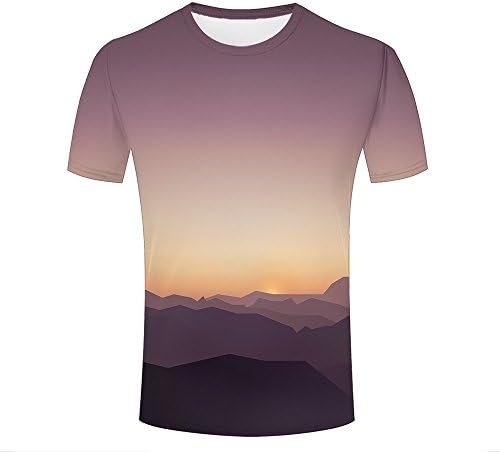 huijiameikeji Unisex Men 3D Printed Glowing Sunrise Short Top Tee M