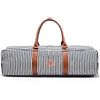 Brooke & Jess Designs Striped Yoga Mat Tote Bag for Women - Includes Front Pocket and Inside Zip Pocket for Yoga Lovers (Navy Stripe Mat Bag)