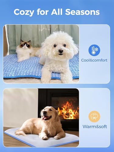 Rywell Dog Cooling Mat, 44”x32” Super Thick & Reversible Cooling Mat for Dogs, Arc-Chill 3.0 & PCM for Long-Lasting Cool and Color-Changing (Q-Max > 0.5), All-Season Use & Portable for Travel