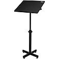 Bonnlo Classic Lectern Stand, Height Adjustable Mobile Podium, Multi-Purpose Tabletop for Speech, Lecture, Church, Reading or Laptop Desk with Edge Stopper, Black