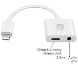 Lightning to 3.5mm Audio Jack + 2Amp Charge Adapter for iPhone 7/Plus & iPhone 6/6S/5/5S & iPad, white