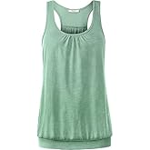 Miusey Womens Sleeveless Round Neck Loose Fit Racerback Yoga Tank Top