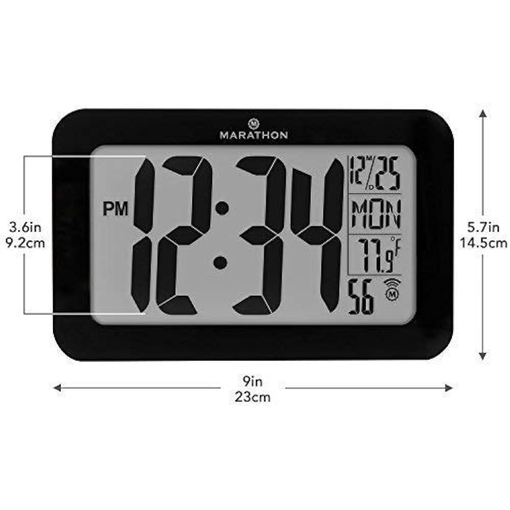 Marathon CL030033BK Wall Clocks Commercial Grade Panoramic Atomic With