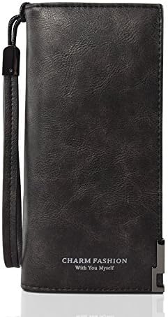 Charm Fashion Women Long Leather Card Holder Wallets to Organize Your Cash,Passport,Card,and Phone with Removable Wristlet Strap,Zipper Clutch Purse